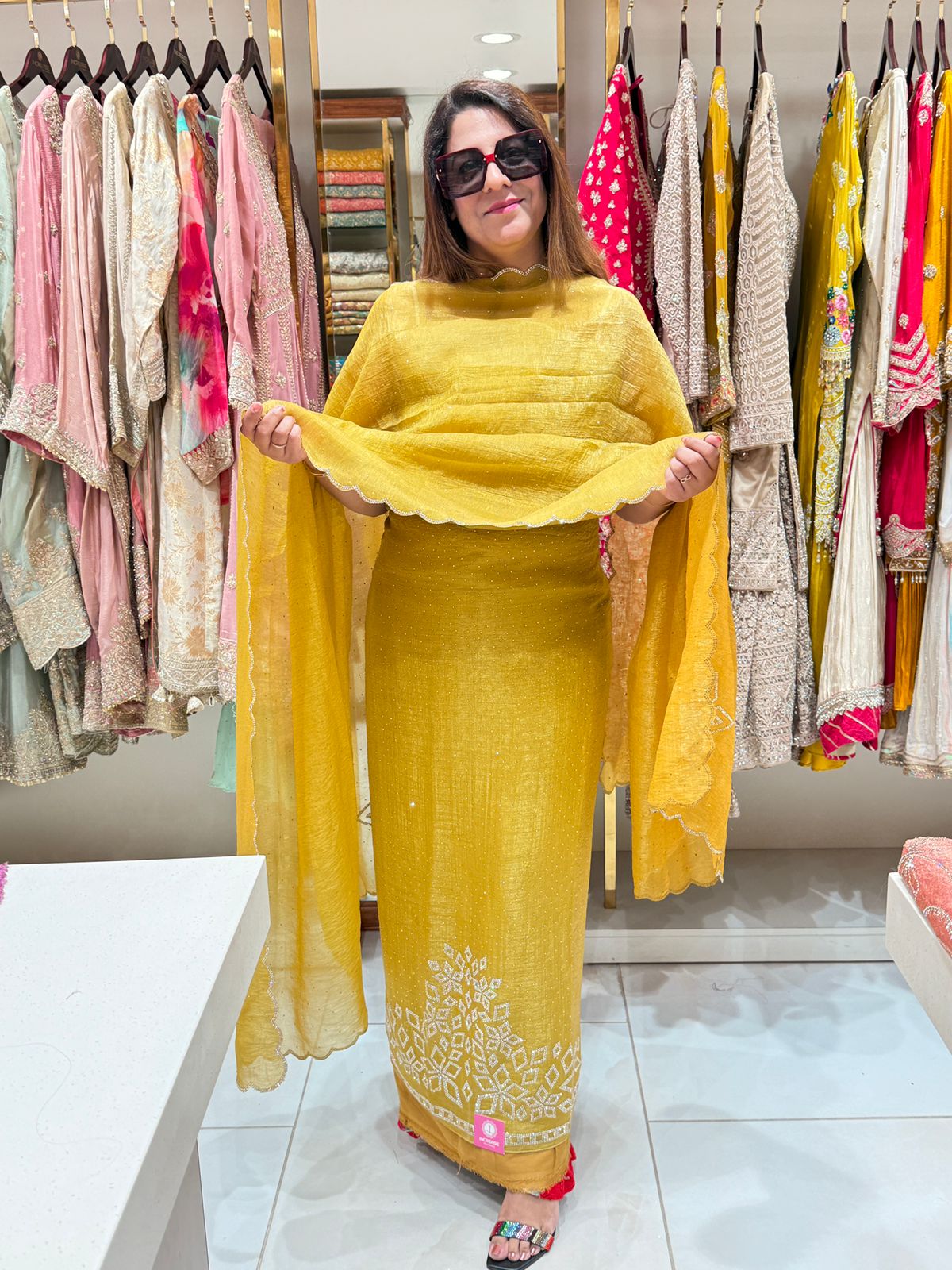 Premium Womenβs Pure Glass Tissue Suit