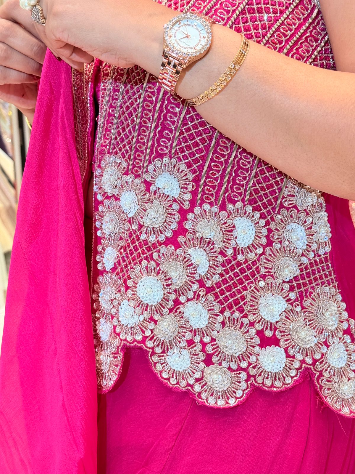 Designer & Stylish Women's Handwork Kurta Palazzo Dupatta Set