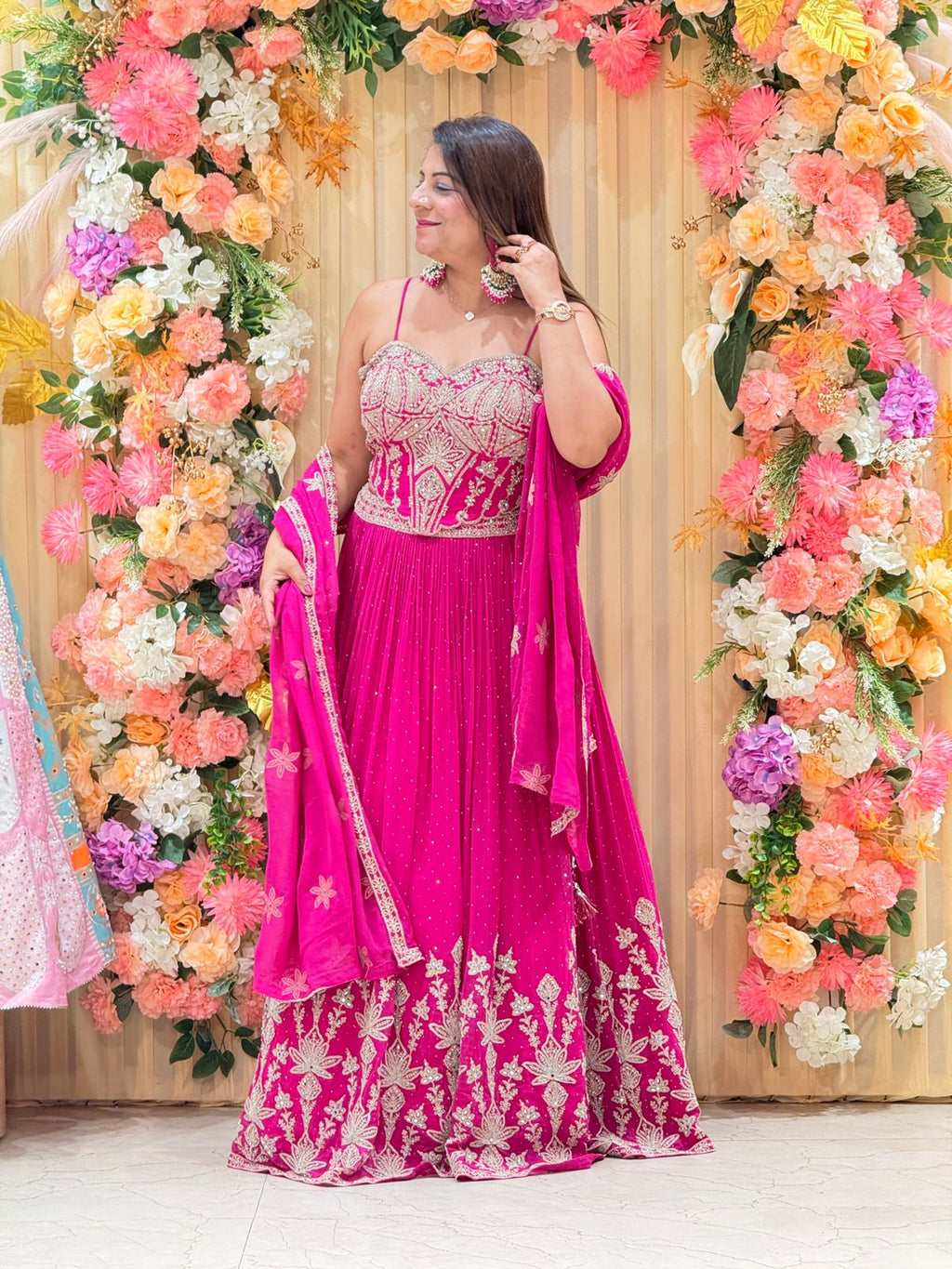 Designer Pink Embroidered Lehenga Set