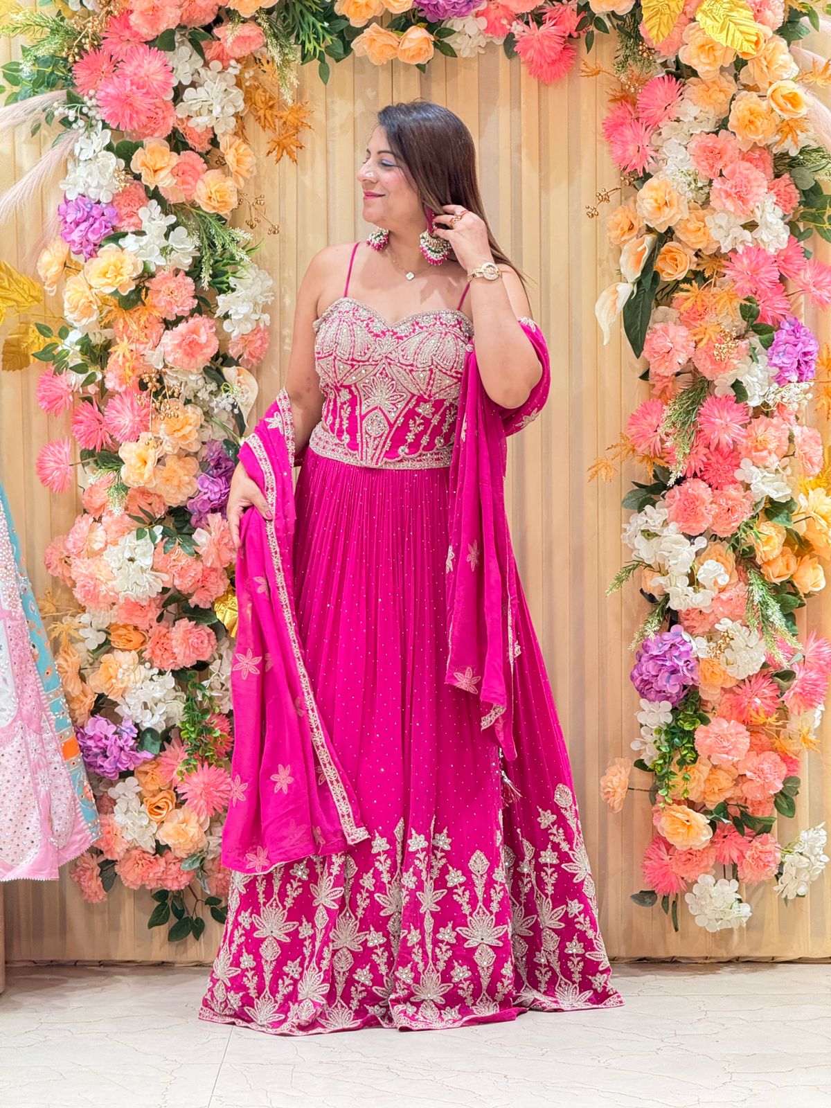 Designer Pink Embroidered Lehenga Set