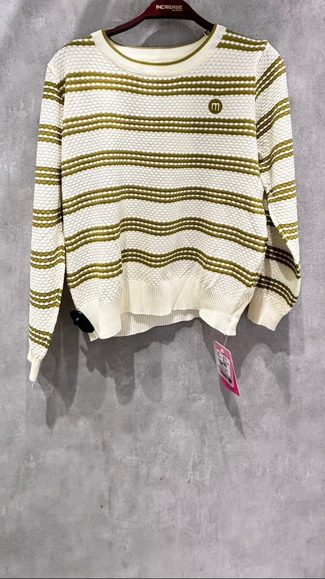 Women's Loose Fit Round Neck Striped Knitted Sweater