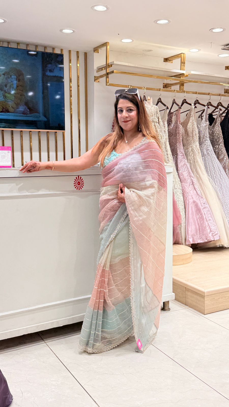 Pastel Ombre Party Wear Saree with Elegant Border Work