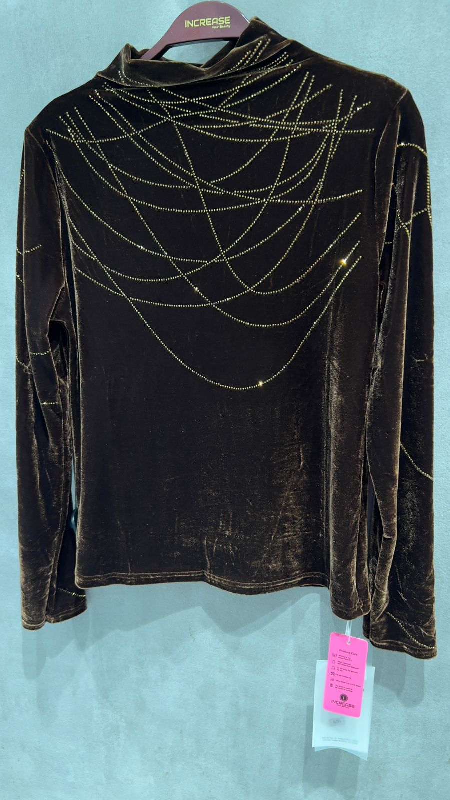 Buy Sleeved Velvet Turtleneck Top