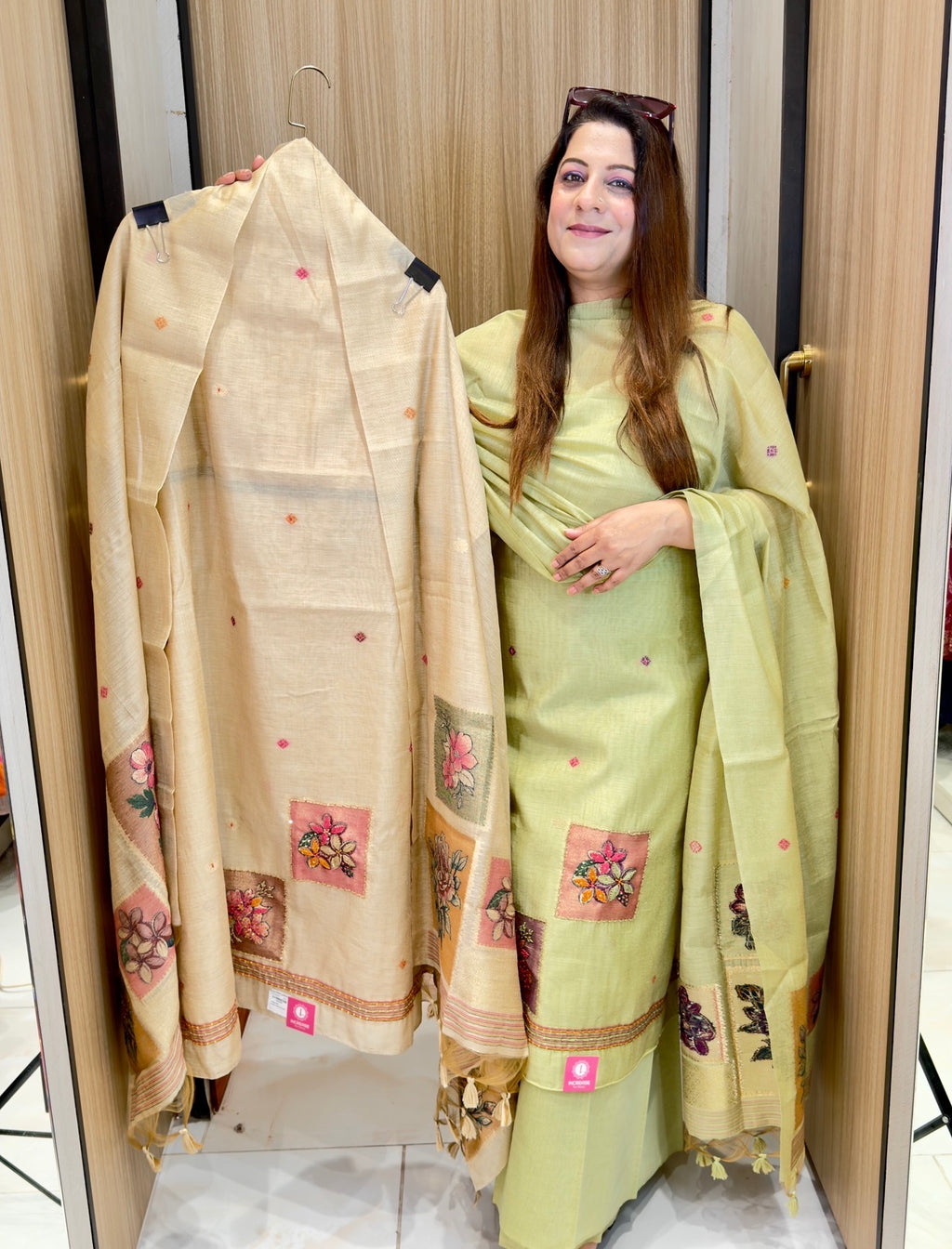 Mal Chanderi Silk suit Unstitched Suit for Women & Girls