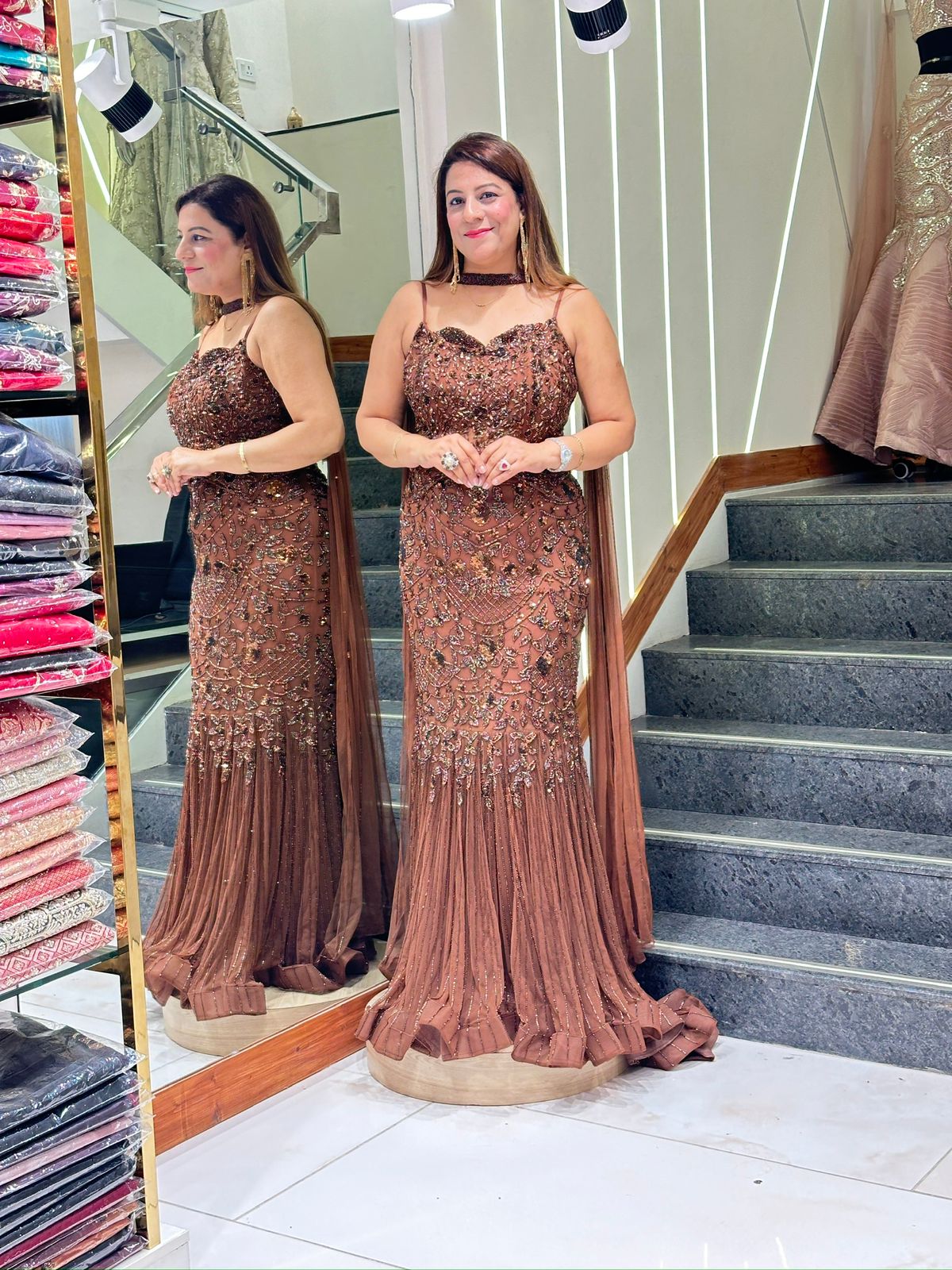 Designer Party Wear Embroidered Gown