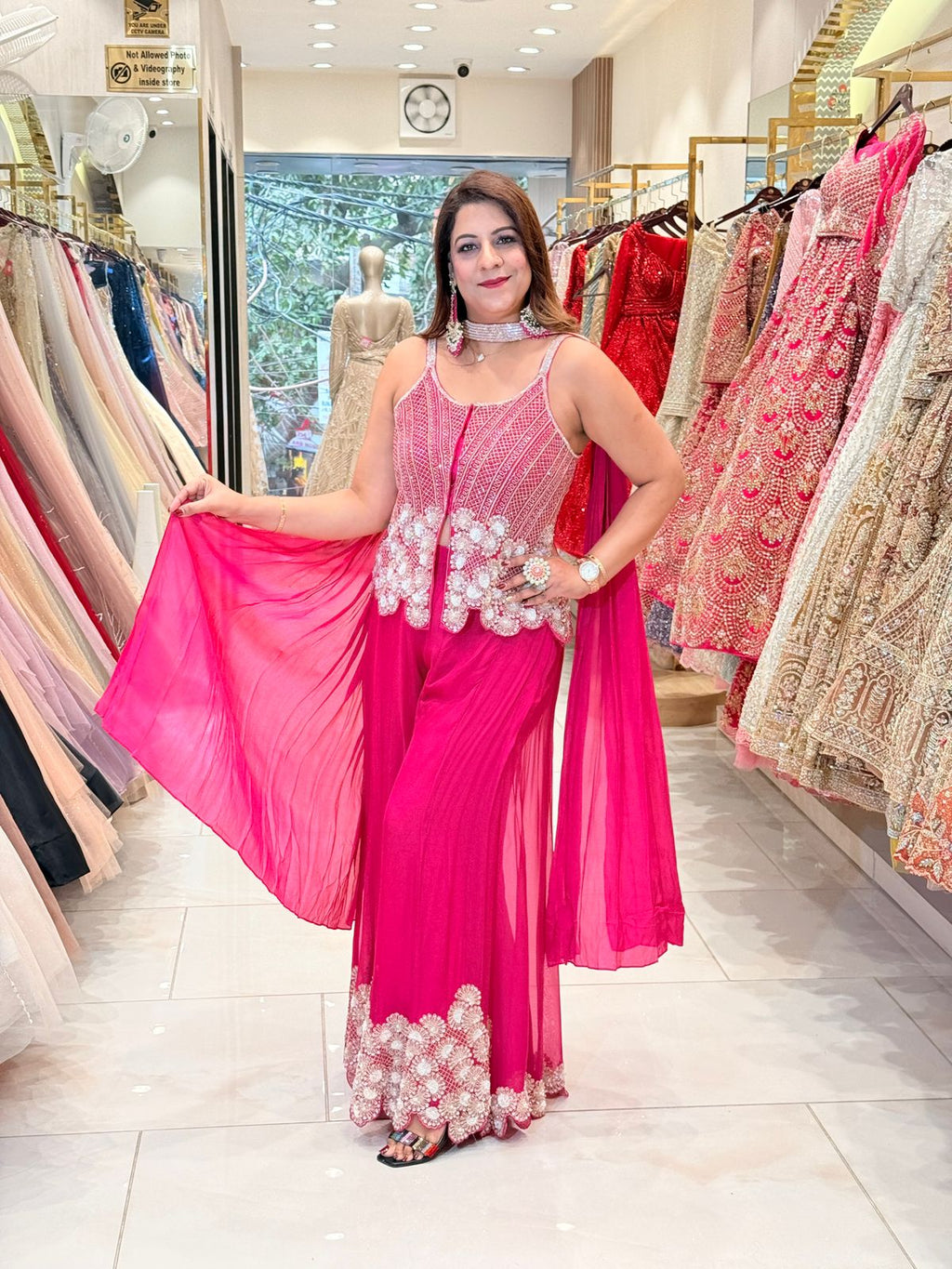 Designer & Stylish Women's Handwork Kurta Palazzo Dupatta Set