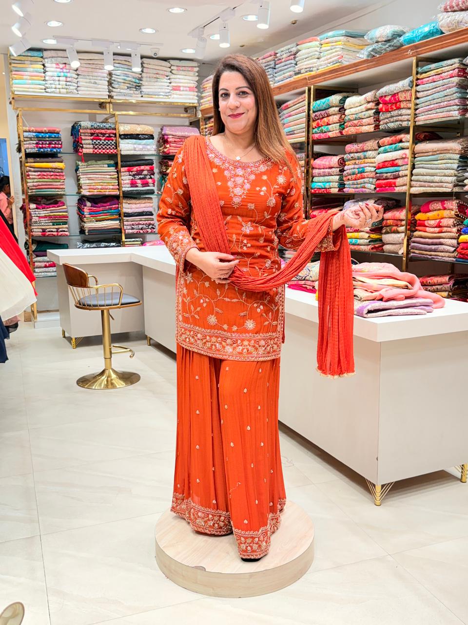 New Designer Party Wear Top, Sharara Palazzo & Fancy Dupatta Set