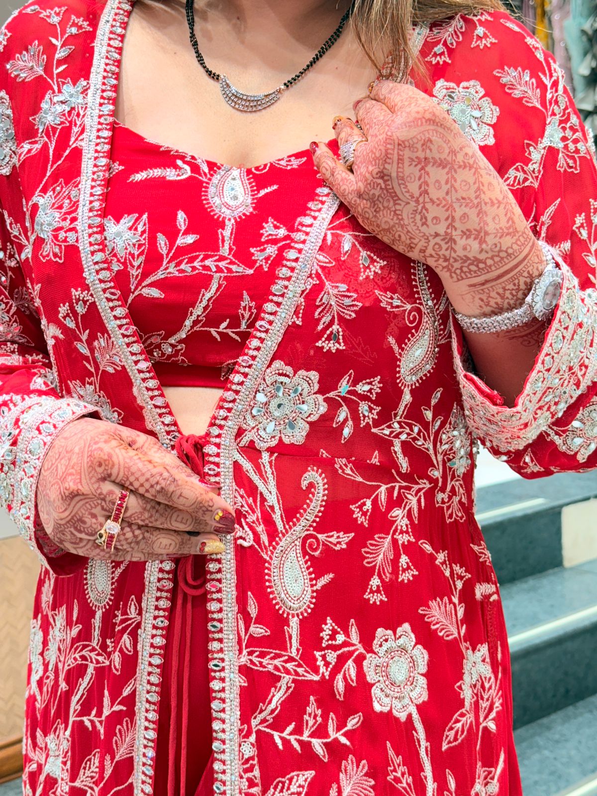 Women Ethnic Motifs Embroidered Co-ords with Shrug