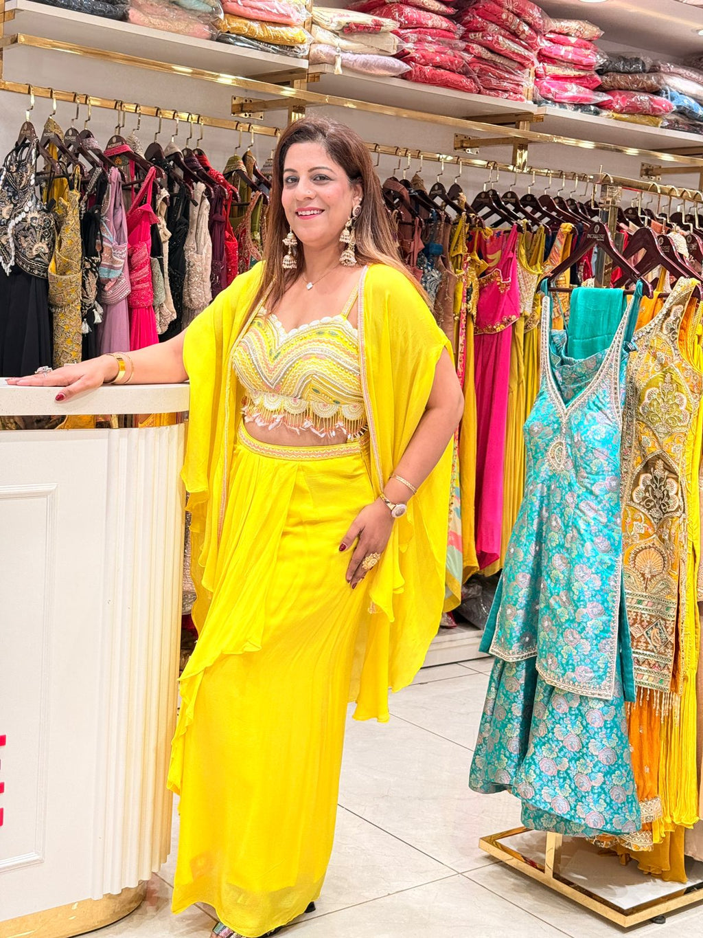 Stylish Floral Embroidered Indo Western Dress