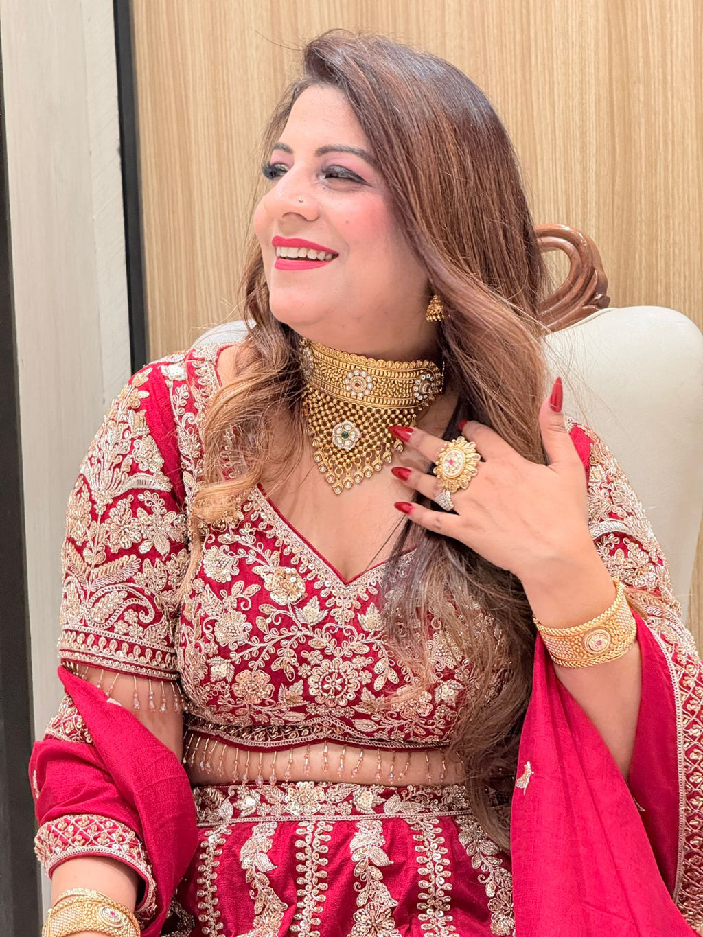 Elevate Your Wedding Look with Our Silk Handwork Red Bridal Lehenga