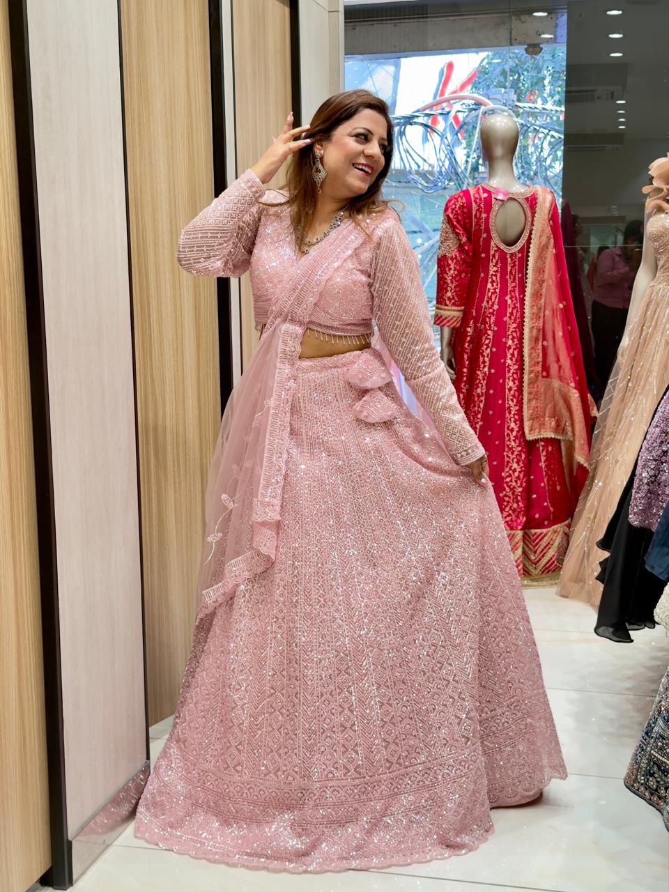 Net Fabric Bridal Lehenga Choli with Fancy Work | Increase Fashion