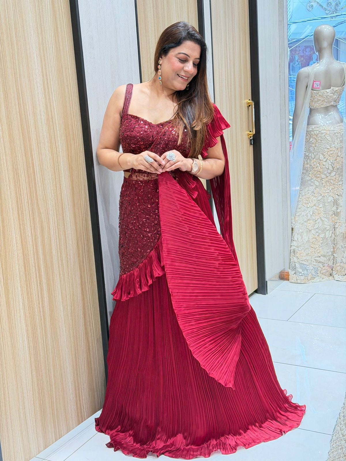 Rose Drape lehenga with corset blouse