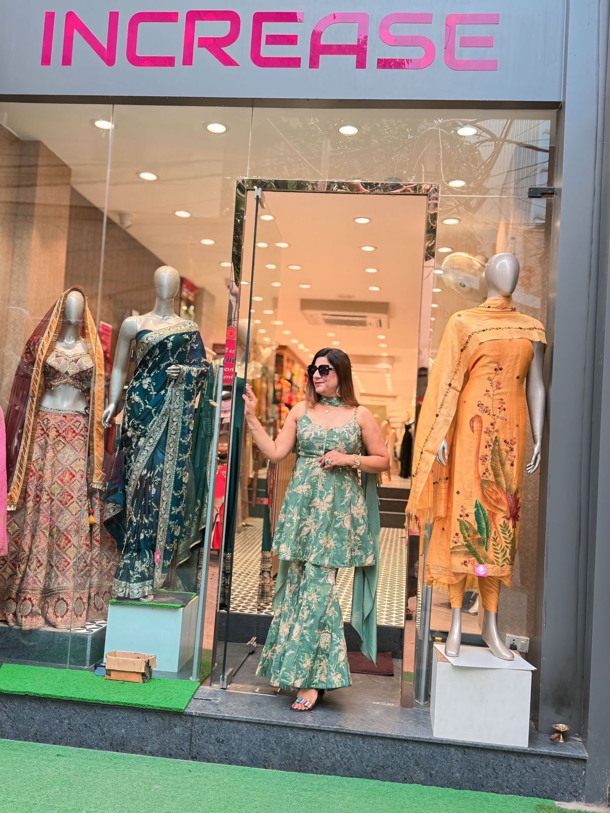 Designer Festive Wear Pure Natural Crepe Plazo Suit