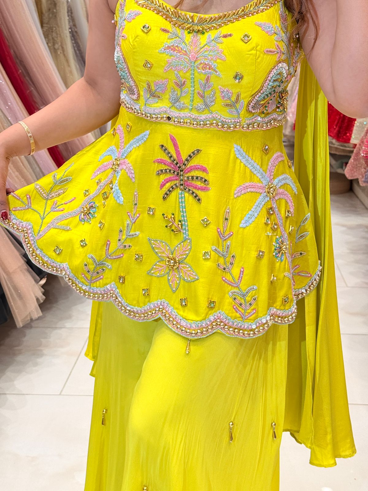 Women's Embroidered Kurti with Sharara Set and Dupatta