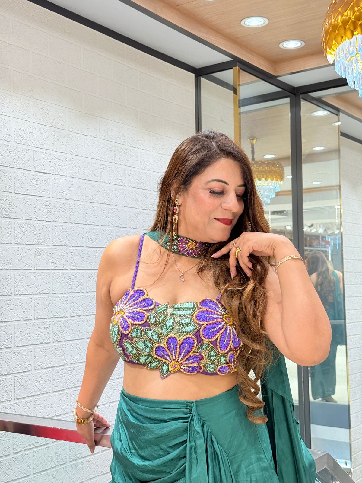 Stylish Draped Saree with Embroidered Blouse