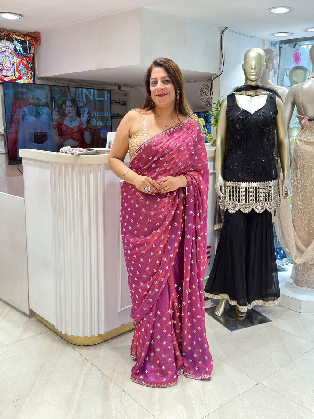 Buy Bandhani Georgette Saree with Embroidery Lace Border