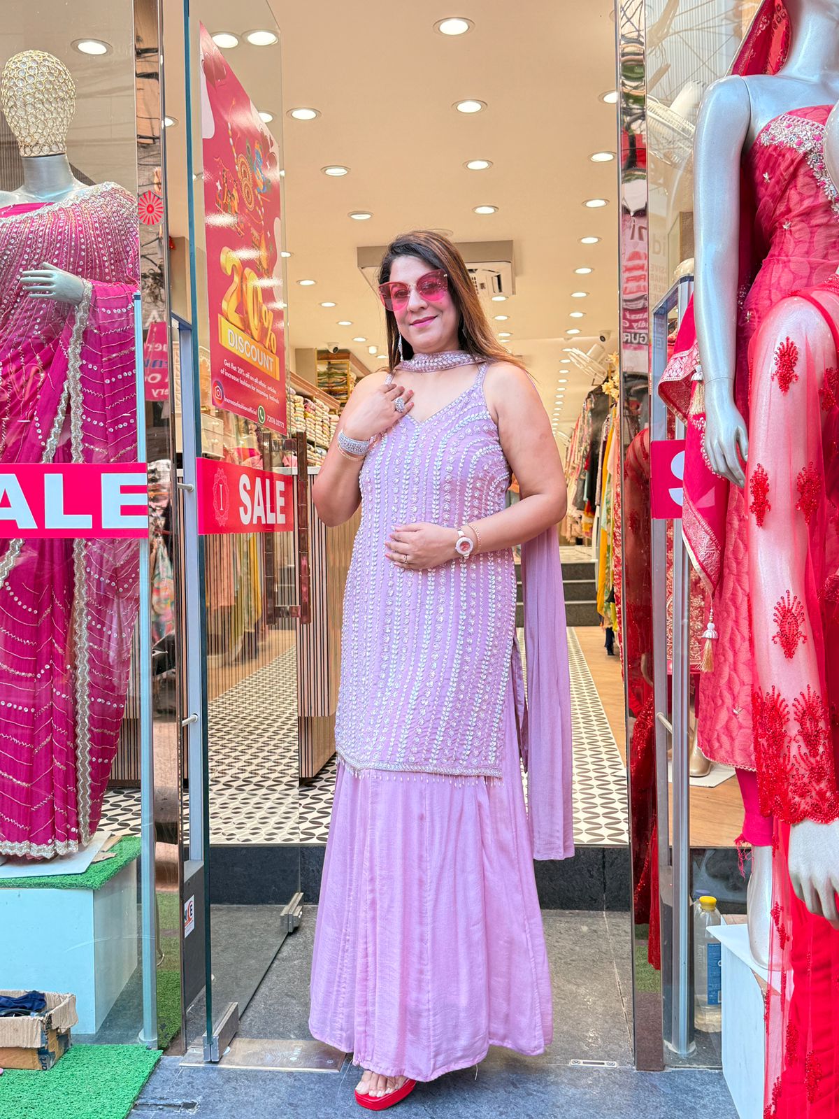 Festive Wear Sharara Suit in Chinon