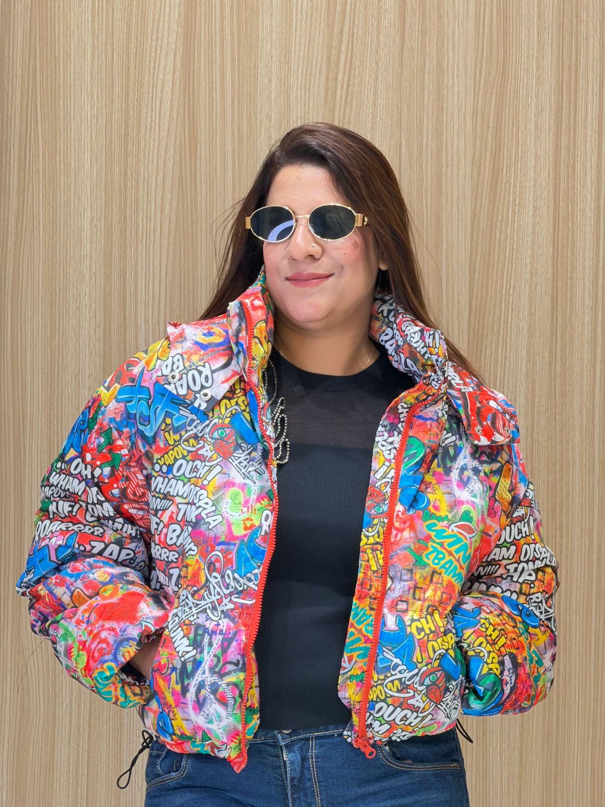 Tattoo-Print Puffer Jacket | Increase Fashion