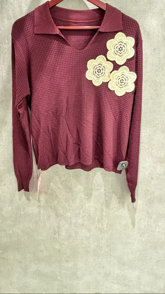 Girls Daisy Flower Jacquard Loose Top for Women