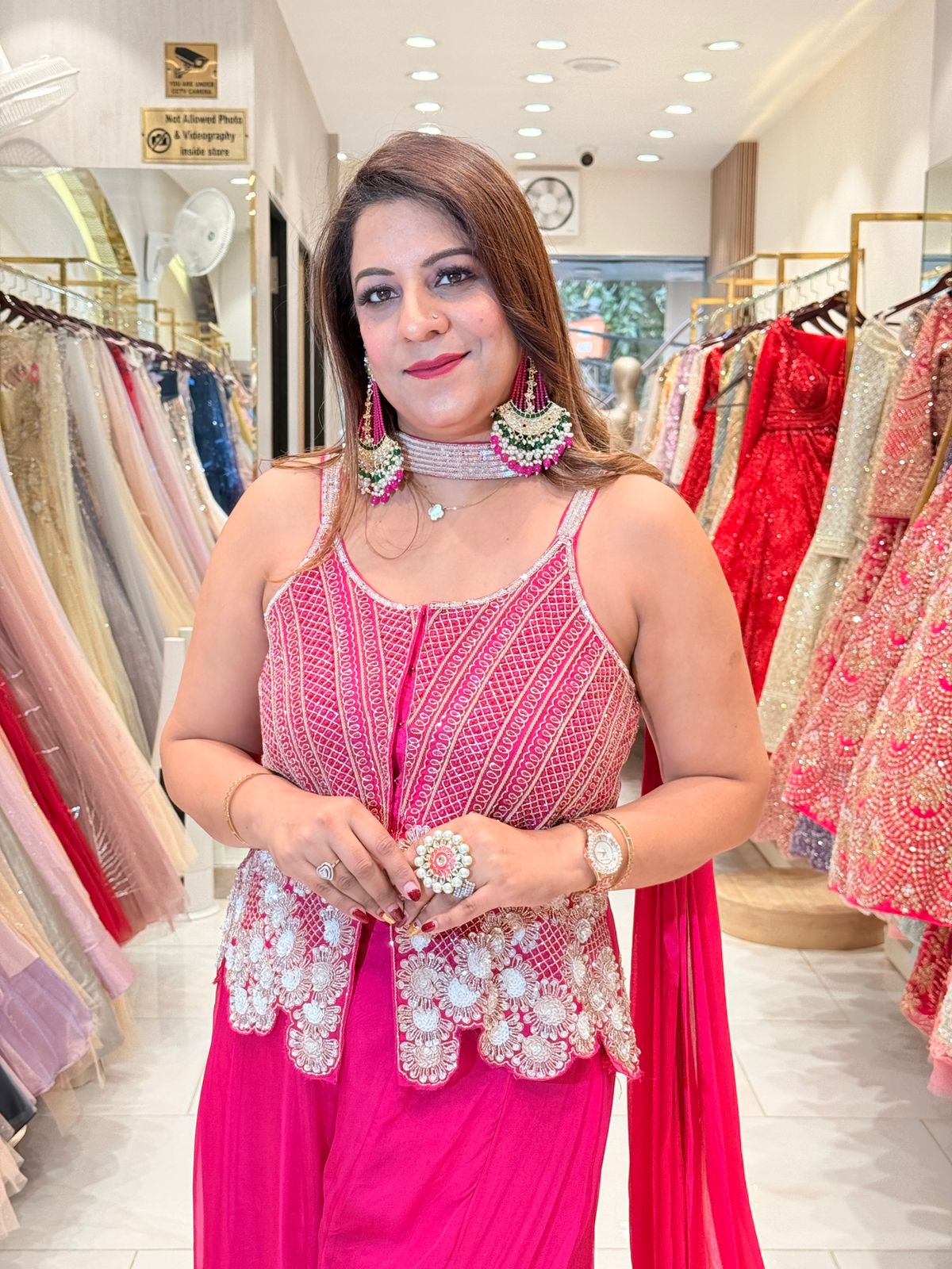 Designer & Stylish Women's Handwork Kurta Palazzo Dupatta Set