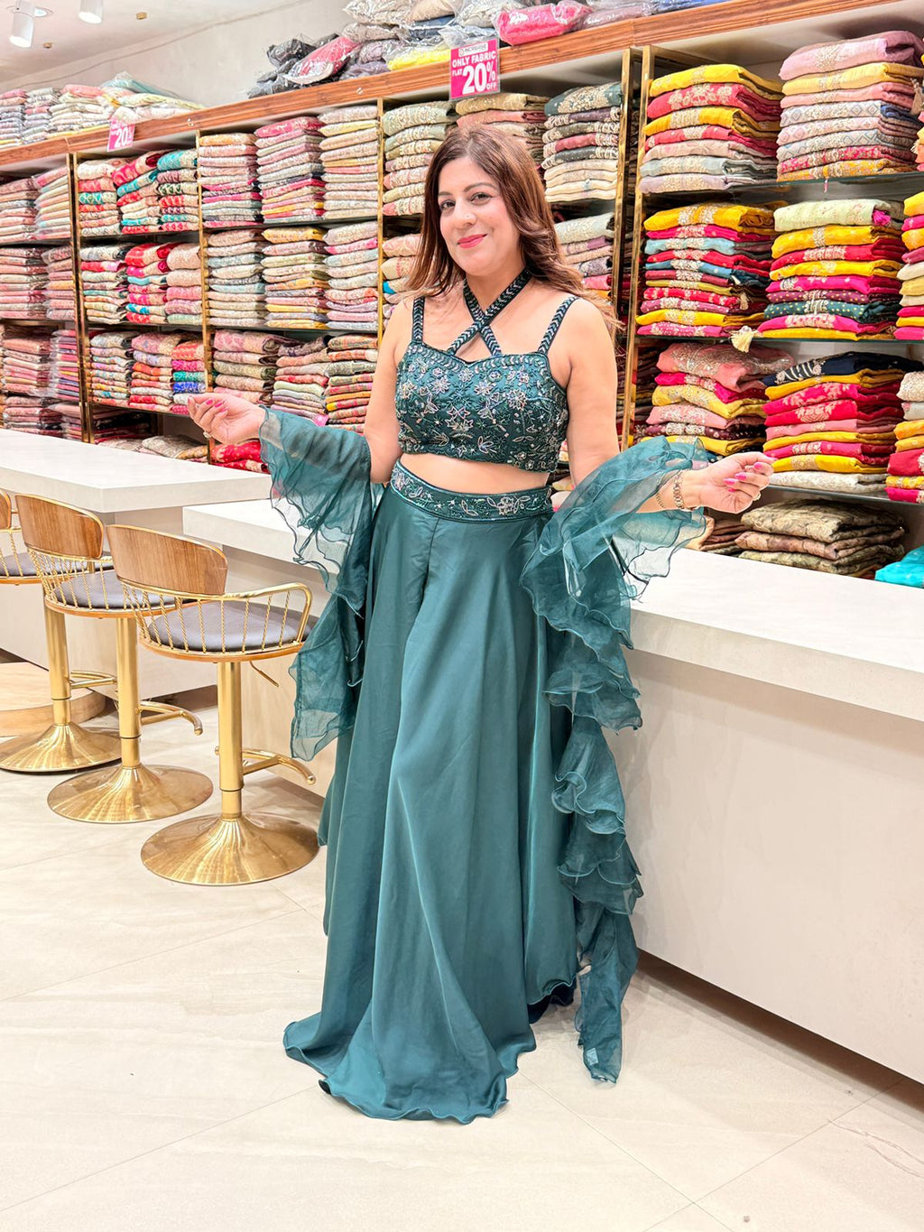 Exclusive 3-Piece Festive Hand-Embroidered Blouse Lehenga