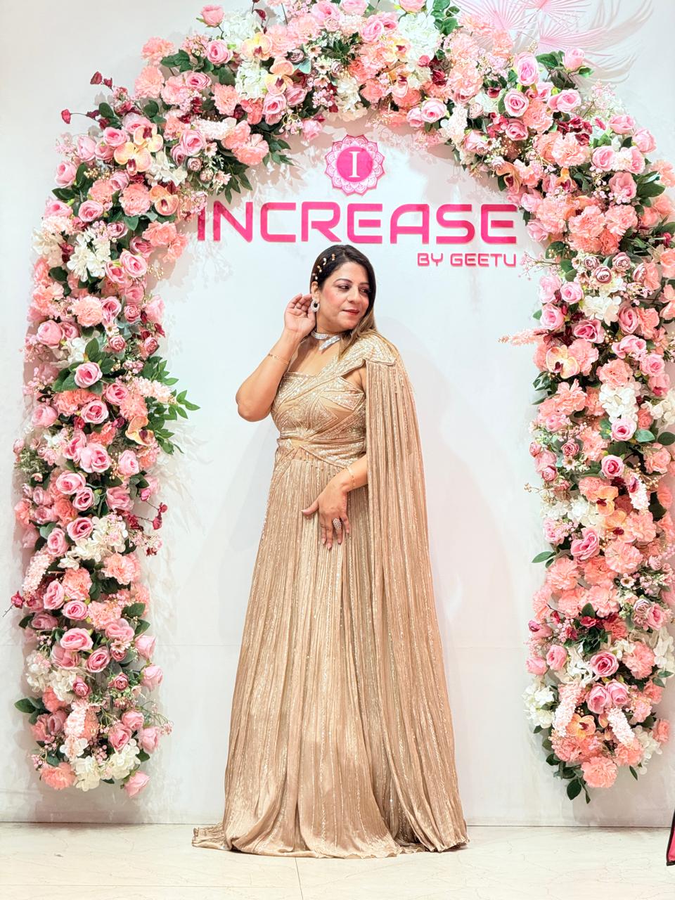 Beautiful Golden Gown for Party Wear