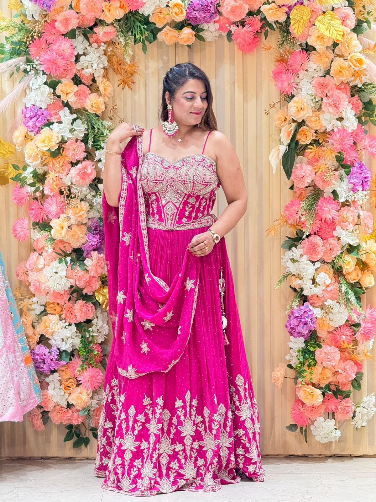 Designer Pink Embroidered Lehenga Set