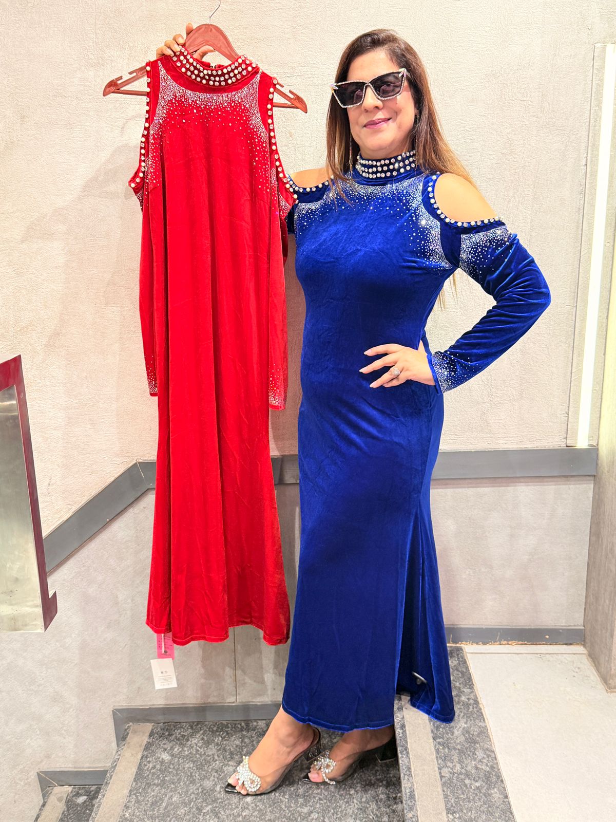 Buy Stylish Long Velvet Dress for women