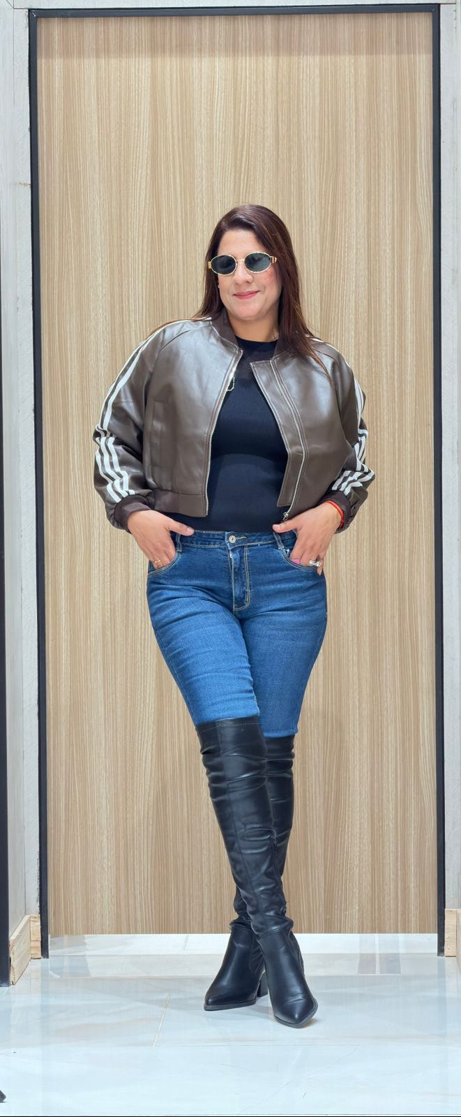 Biker Track Leather Jacket for Women | Increase Fashion