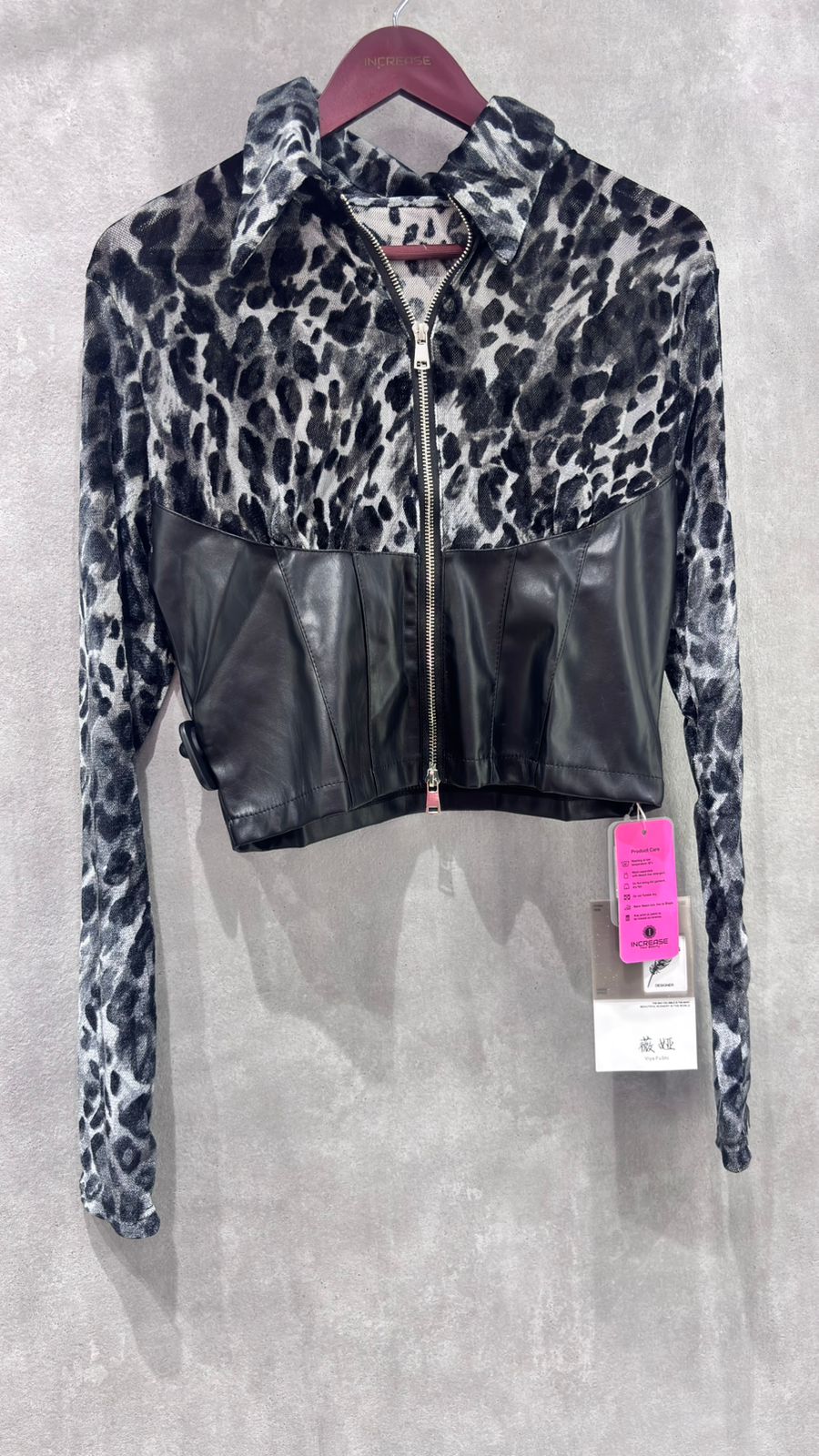 Leopard Print Sequin Lace Trimmed Top | Increase Fashion