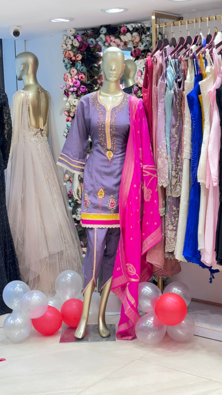 Ladies Suit with Pink Dupatta