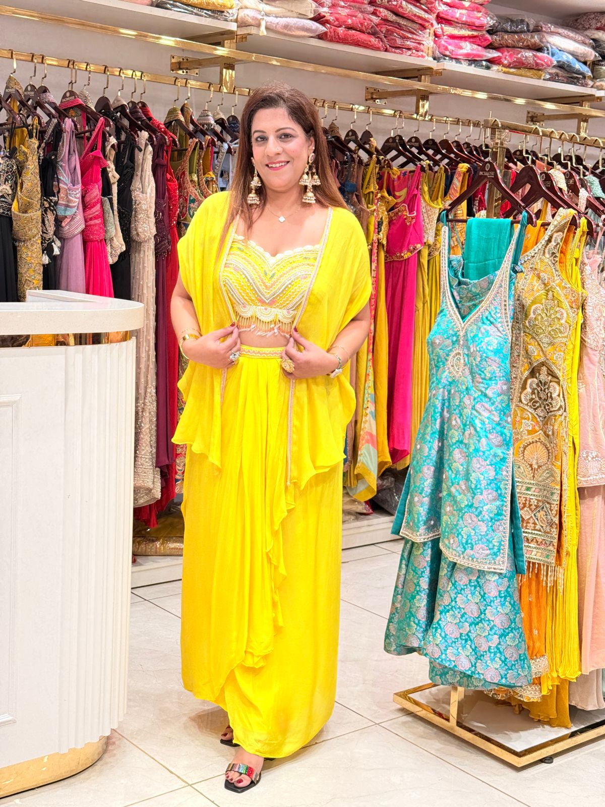 Stylish Floral Embroidered Indo Western Dress