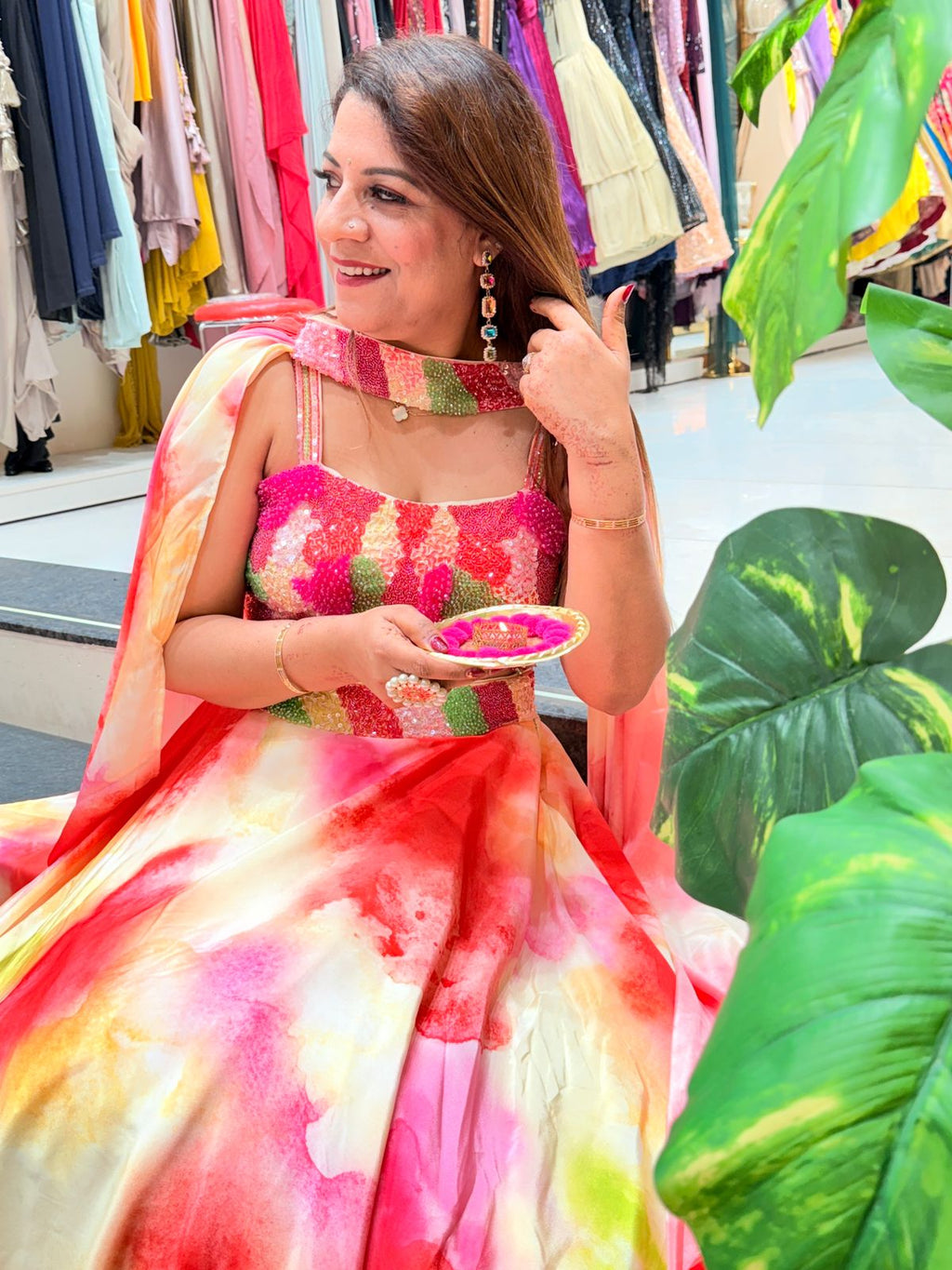 Beautiful Mix Color Silk Embroidered Lehenga Choli