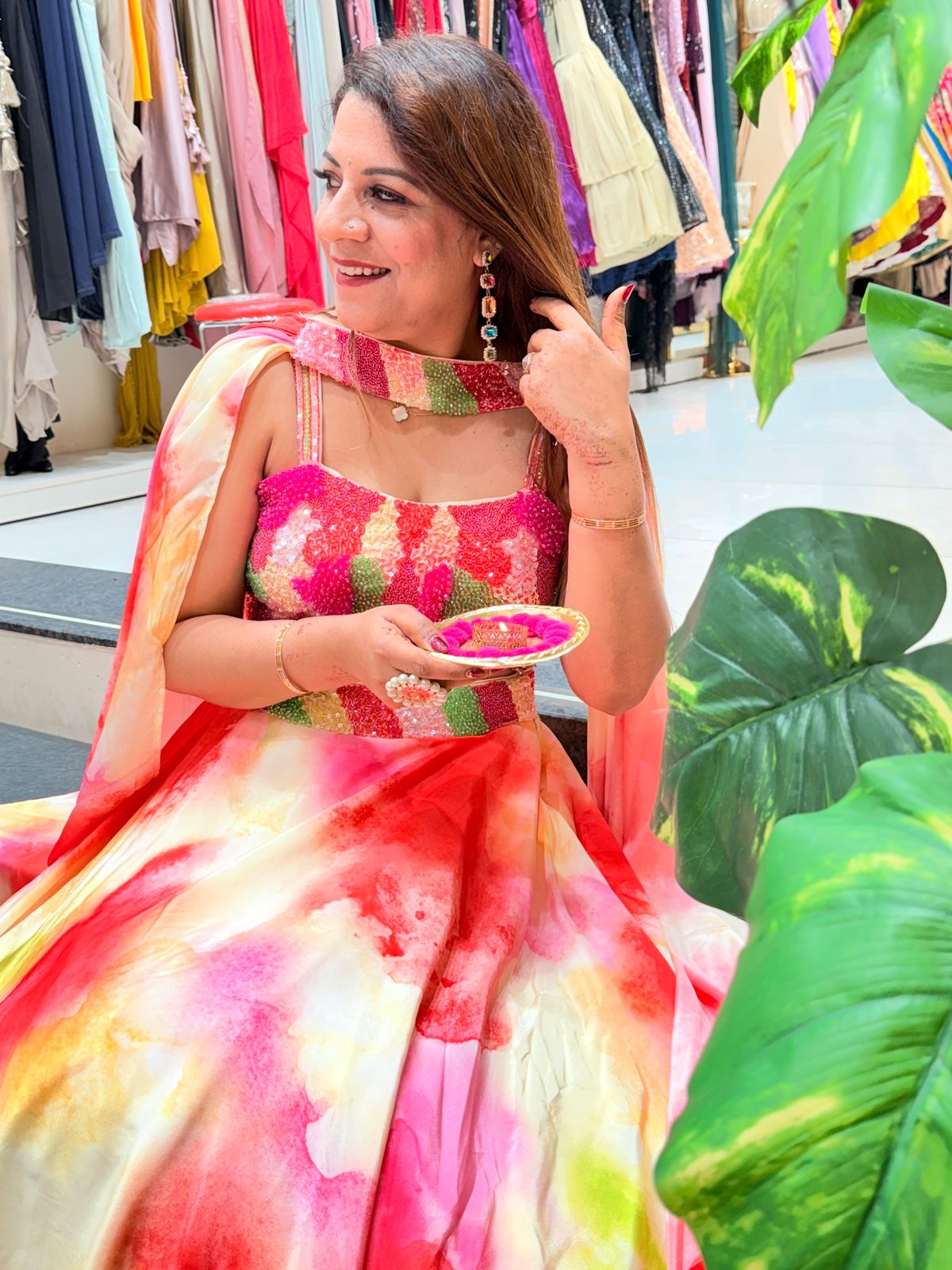 Beautiful Mix Color Silk Embroidered Lehenga Choli