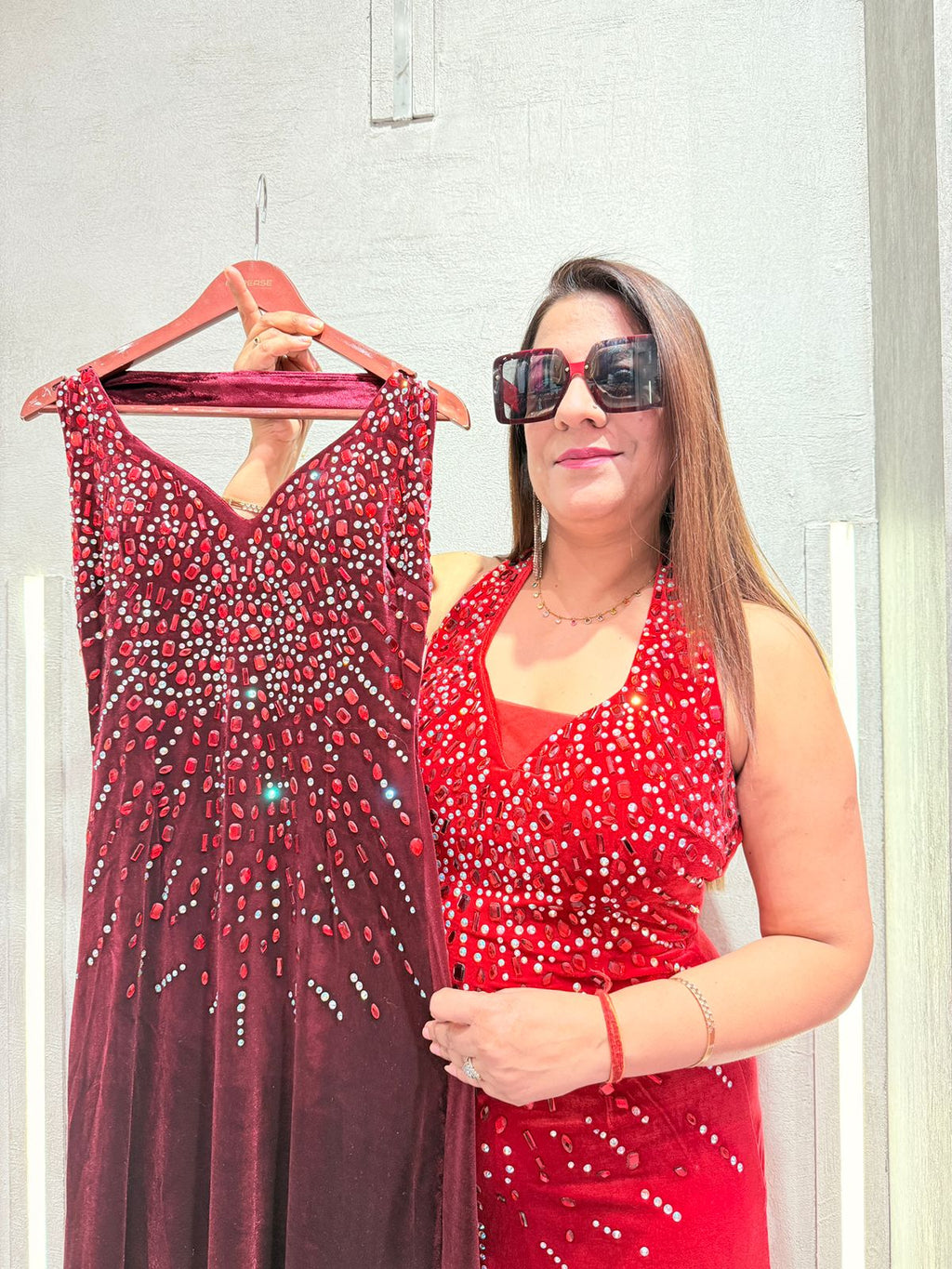 Buy Sleeveless Net Hand-Embroidered Neck Gown | Increase Fashion