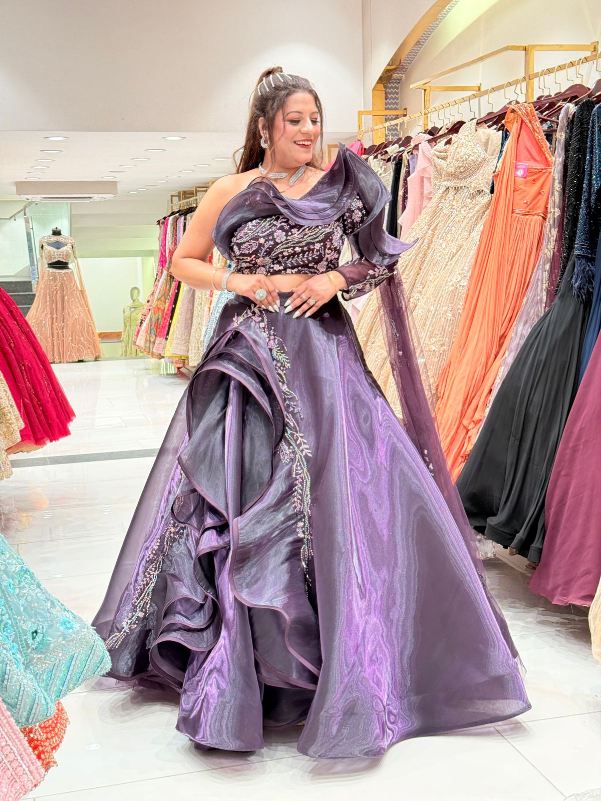 Glamorous One-Shoulder Designer Gown