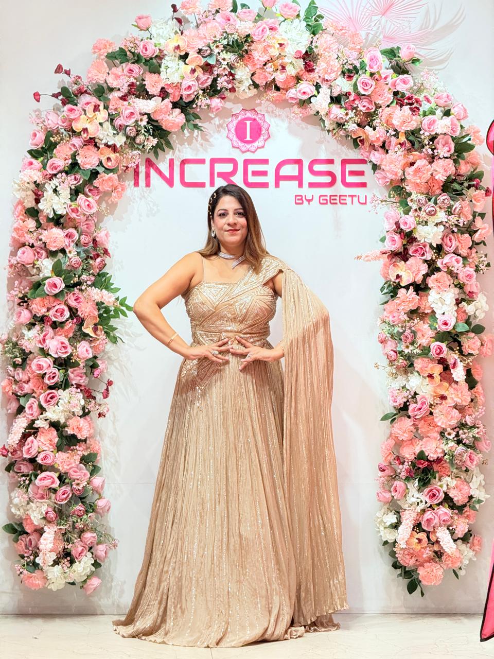 Beautiful Golden Gown for Party Wear