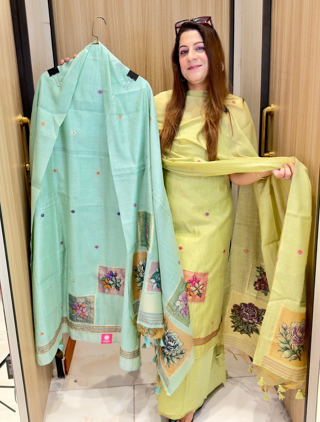 Mal Chanderi Silk suit Unstitched Suit for Women & Girls