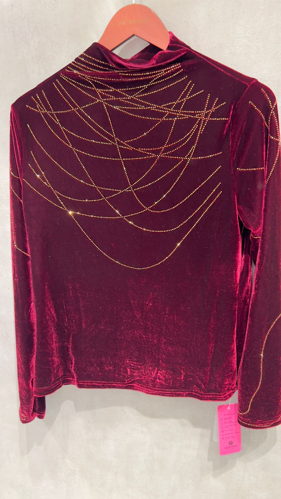 Buy Sleeved Velvet Turtleneck Top