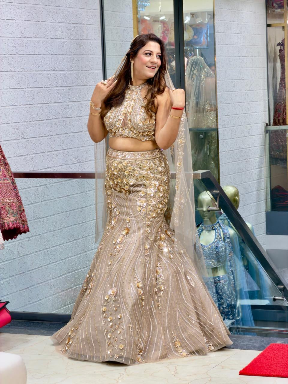 Modern Bride Style Outfit: Stunning Bridal & engagement Lehenga