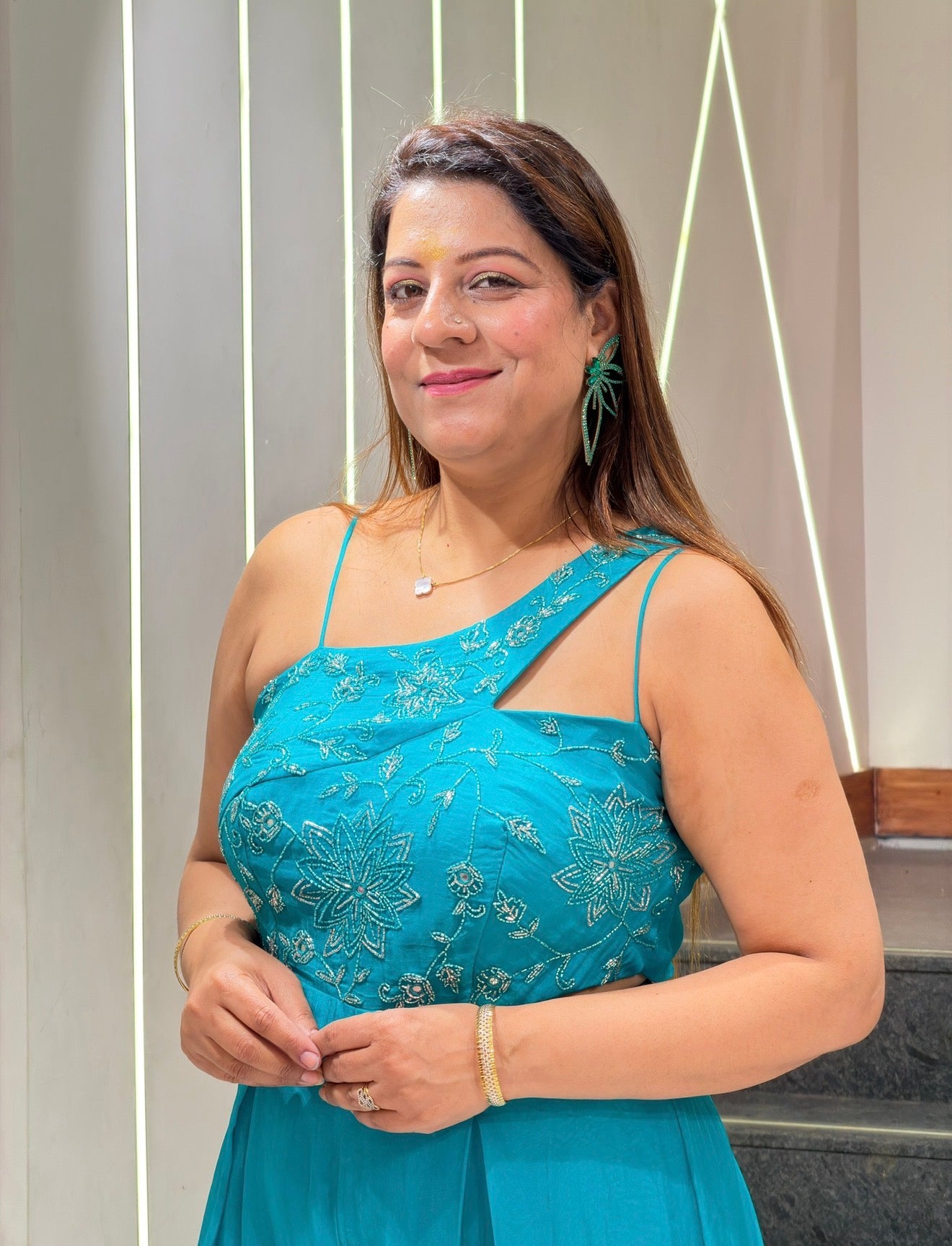 One shoulder Crop top with plazo