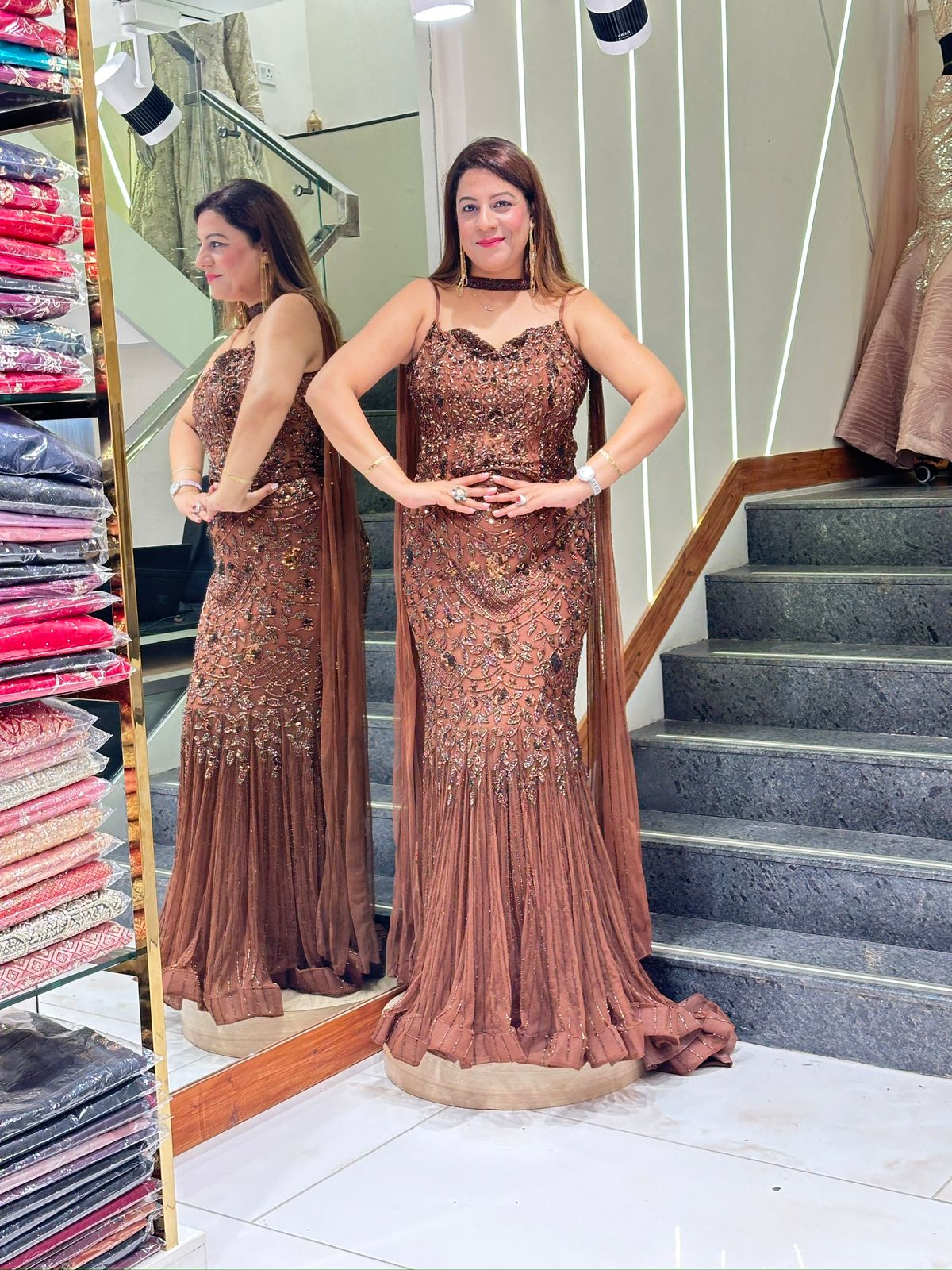 Designer Party Wear Embroidered Gown