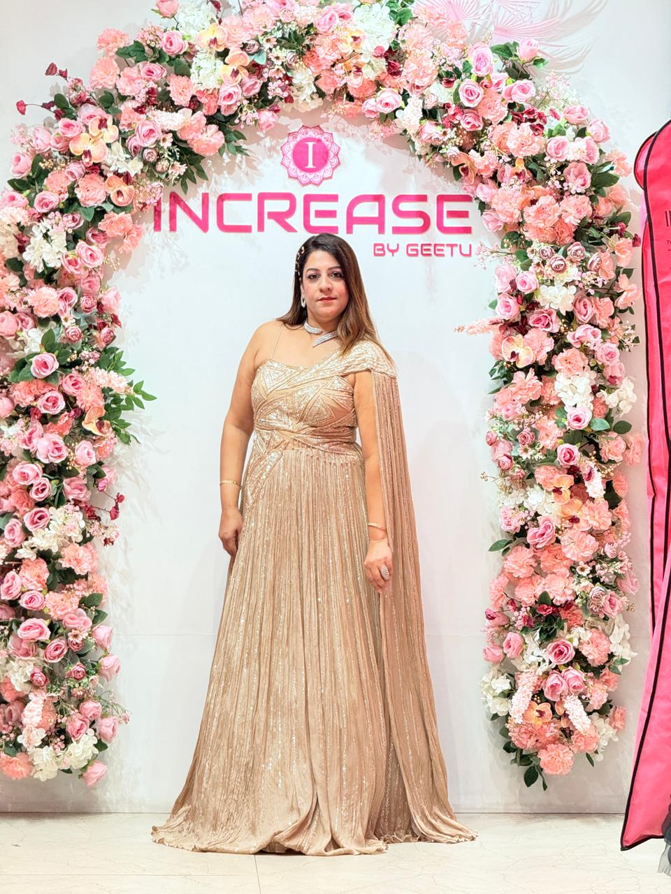 Beautiful Golden Gown for Party Wear