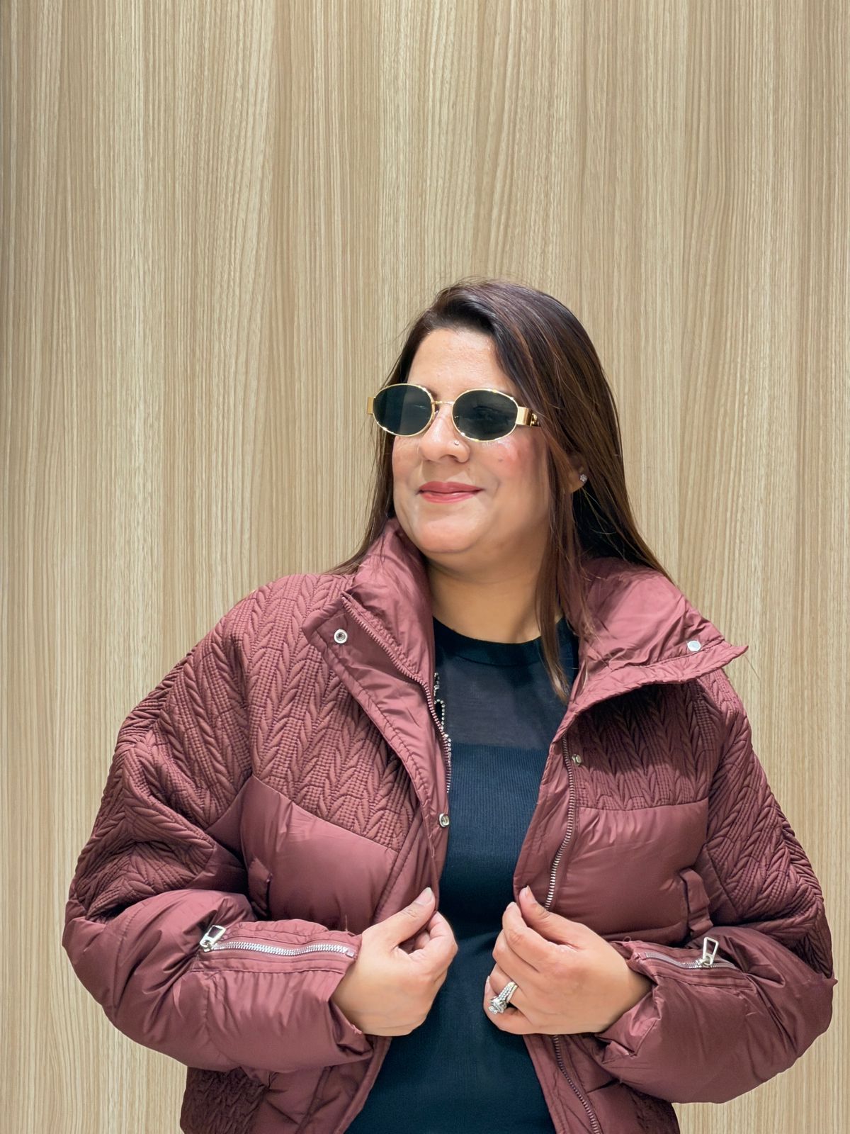 Maroon Cropped Puffer Jacket | Increase Fashion