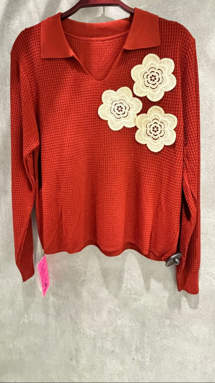 Girls Daisy Flower Jacquard Loose Top for Women