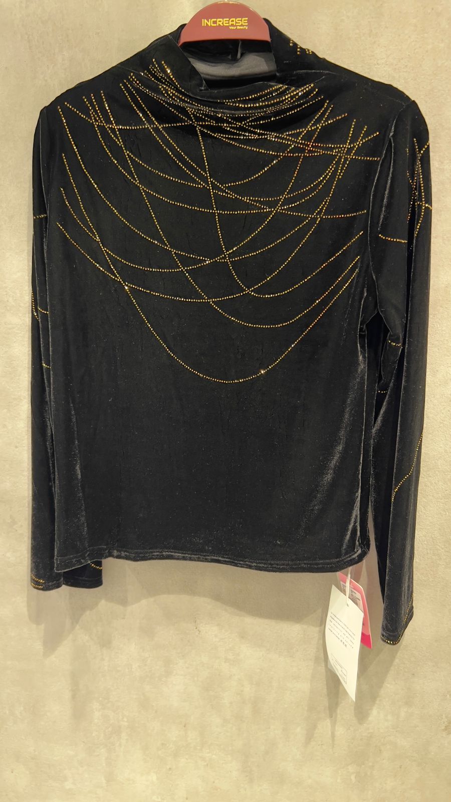 Buy Sleeved Velvet Turtleneck Top