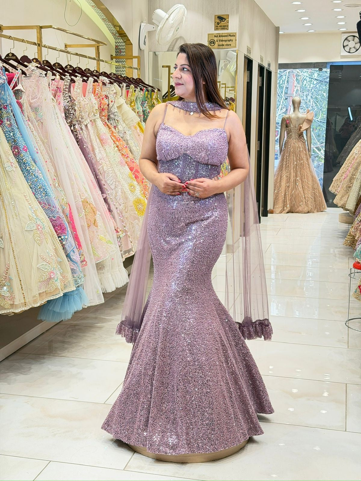 Fish cut Modern Bride Style engagement Lehenga