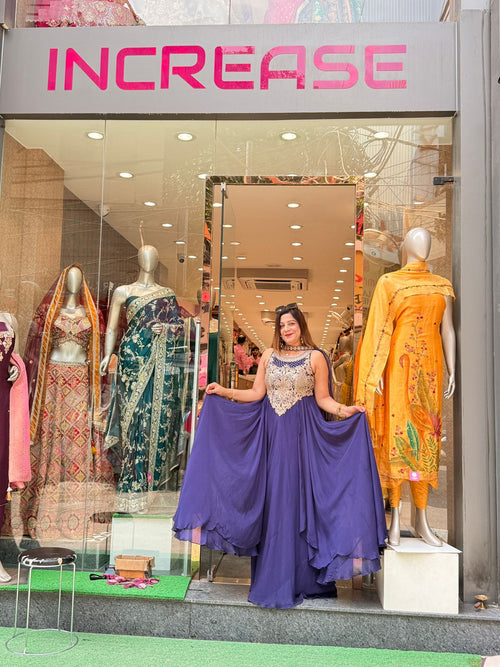 Beautiful Anarkali Gown in Chinon Fabric For Daily Wear