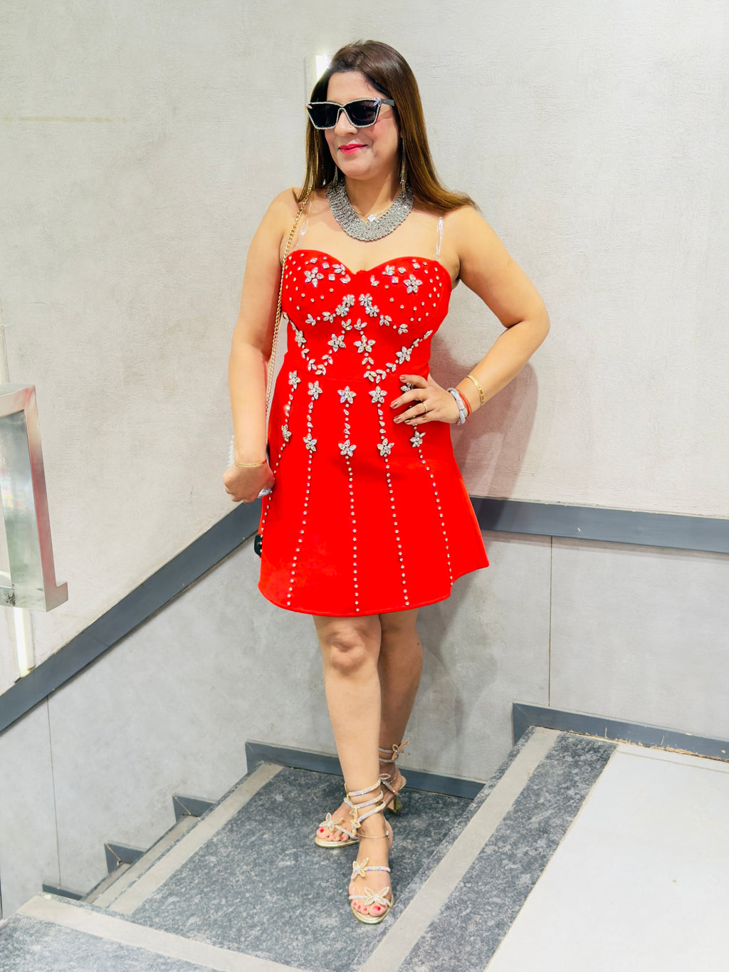 Strapless Diamond Bandage Mini Dress
