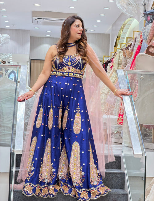 (PDP) Silk Indo-Western with Sequin & Pearl Work | Increase Fashion